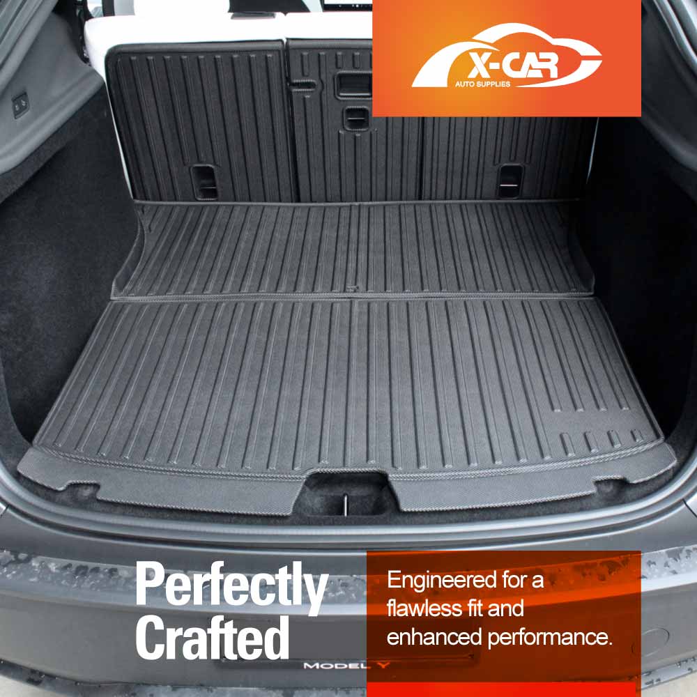 2-In-1 Boot Liners Front Mats Set for Tesla Model Y Juniper 2025-Onwards All Weather Front Toolbox Cargo Car Trunk Interior Cover