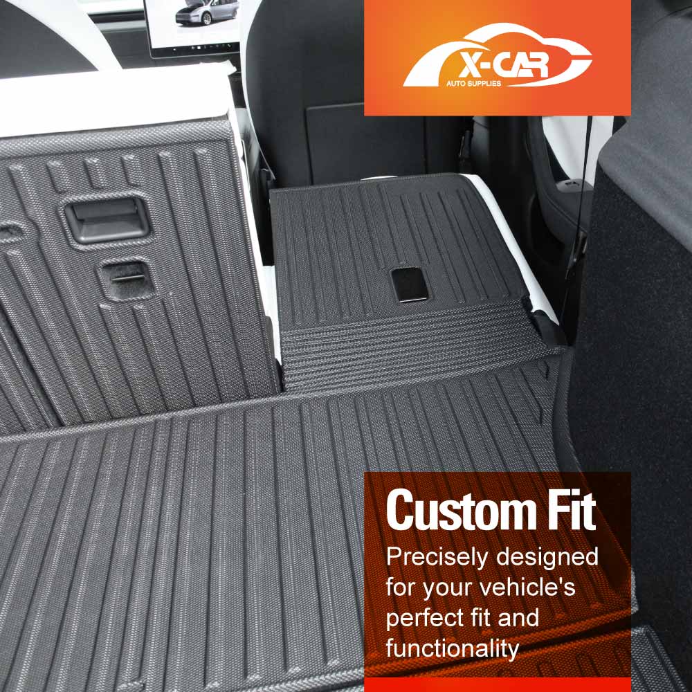 2-In-1 Boot Liners Front Mats Set for Tesla Model Y Juniper 2025-Onwards All Weather Front Toolbox Cargo Car Trunk Interior Cover
