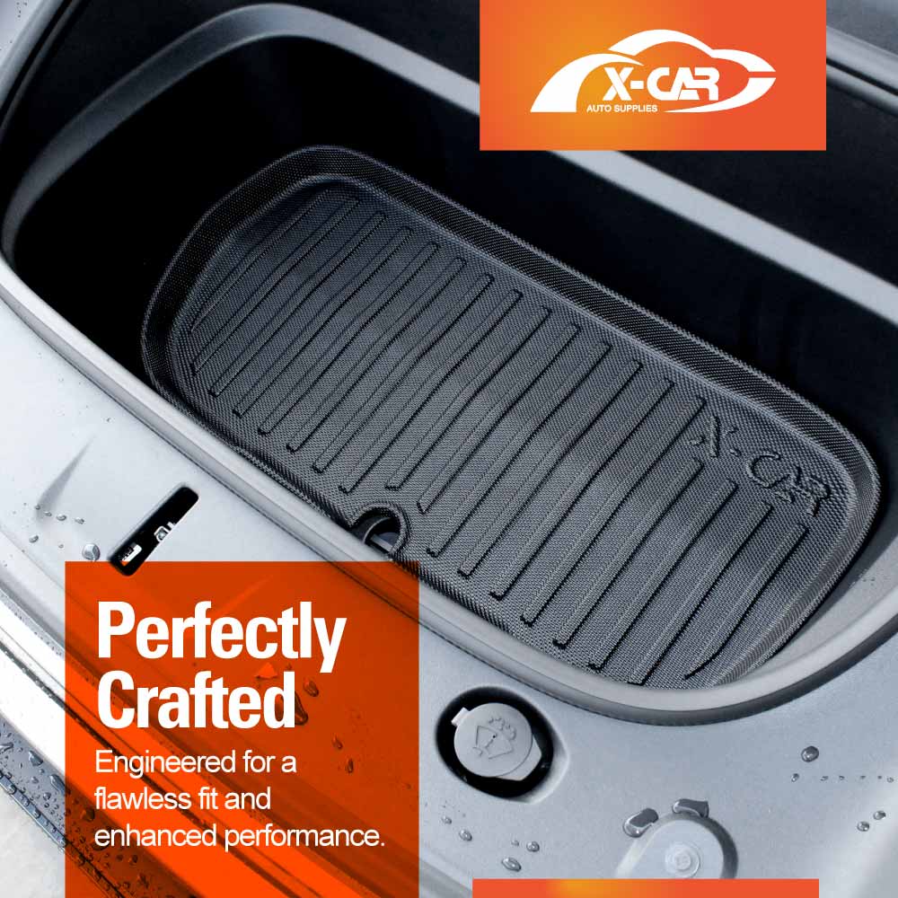 2-In-1 Boot Liners Front Mats Set for Tesla Model Y Juniper 2025-Onwards All Weather Front Toolbox Cargo Car Trunk Interior Cover