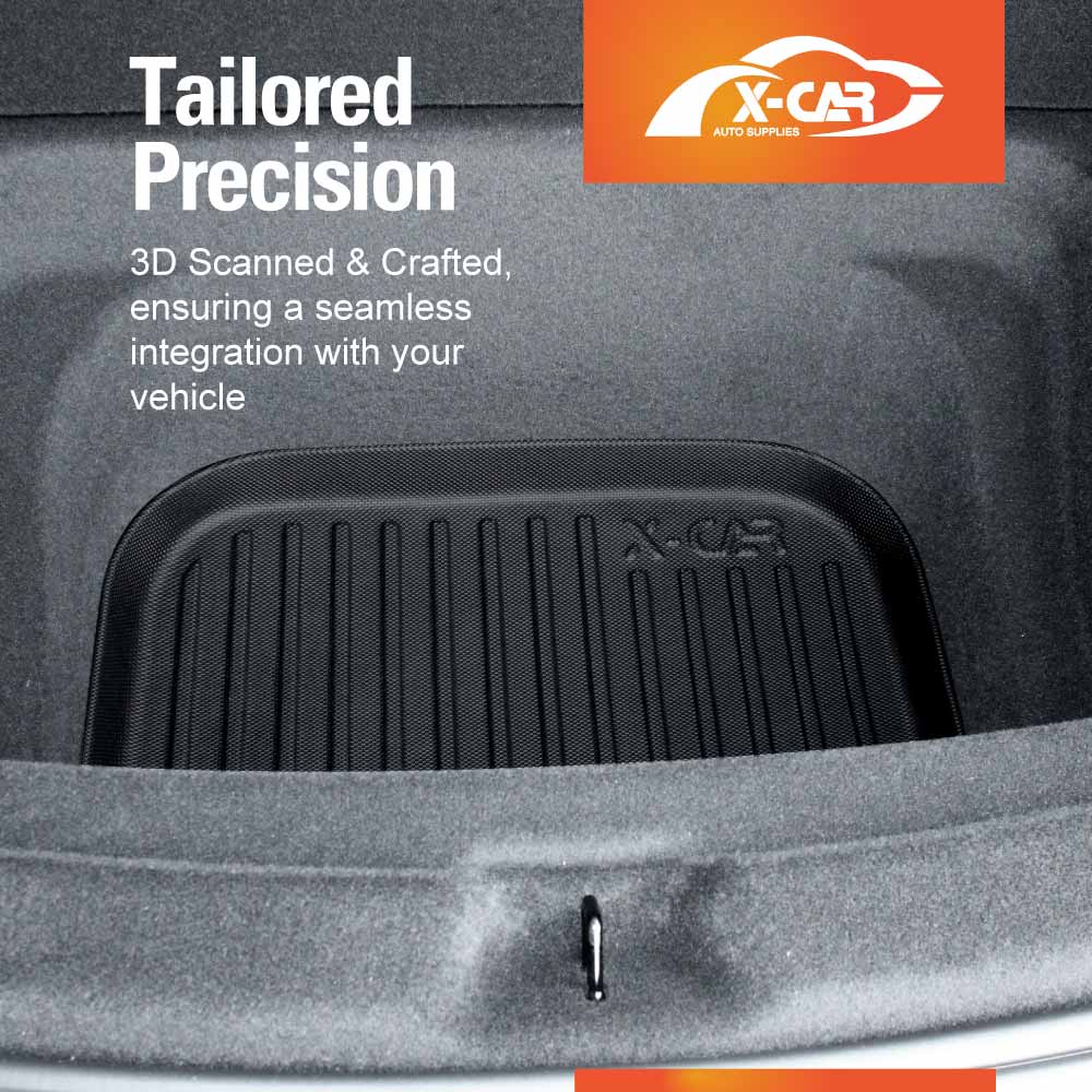 2-In-1 Boot Liners Front Mats Set for Tesla Model Y Juniper 2025-Onwards All Weather Front Toolbox Cargo Car Trunk Interior Cover