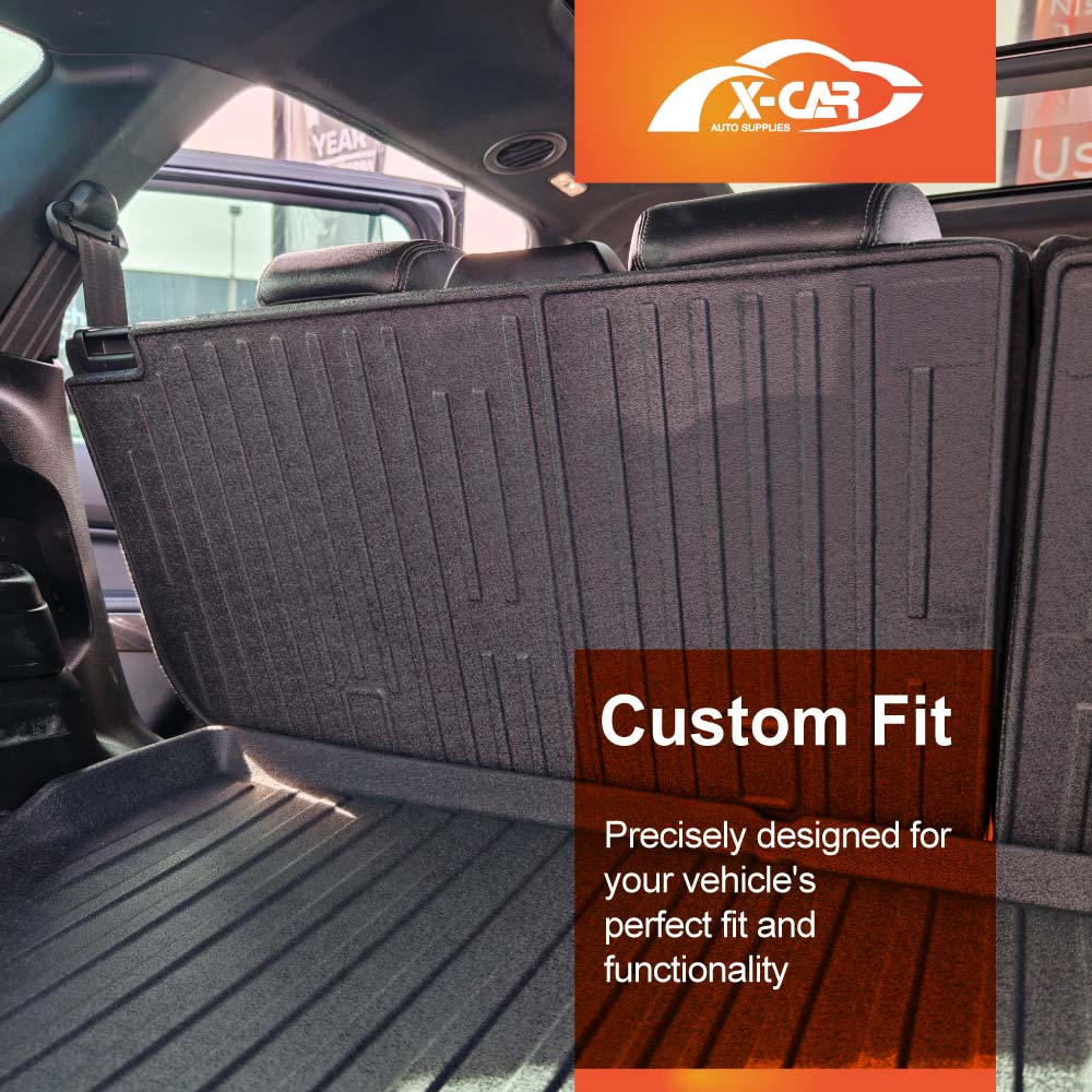 3-Pcs Boot Liner Floor Mats Set for Ford Everest 2015-2022 All Weather Heavy Duty Cargo Kick Mats Back Seat Protector Cover