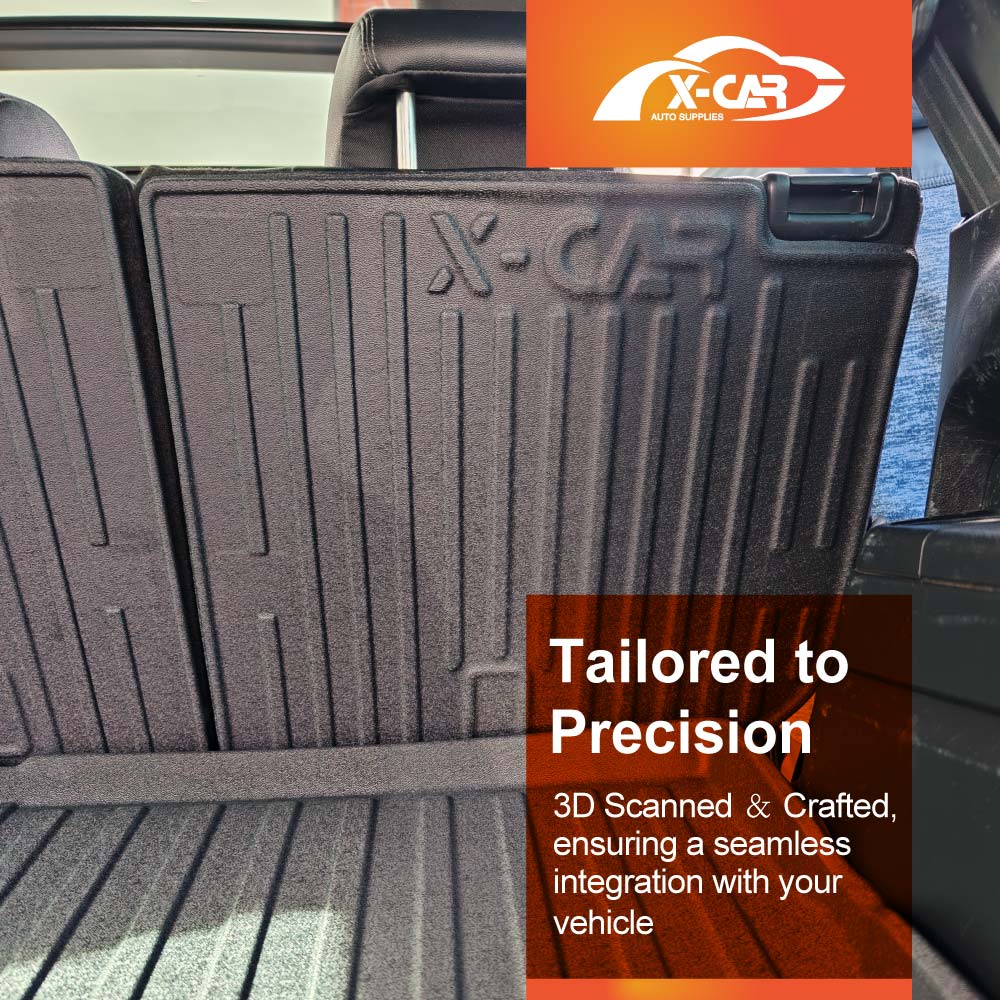 3-Pcs Boot Liner Floor Mats Set for Ford Everest 2015-2022 All Weather Heavy Duty Cargo Kick Mats Back Seat Protector Cover
