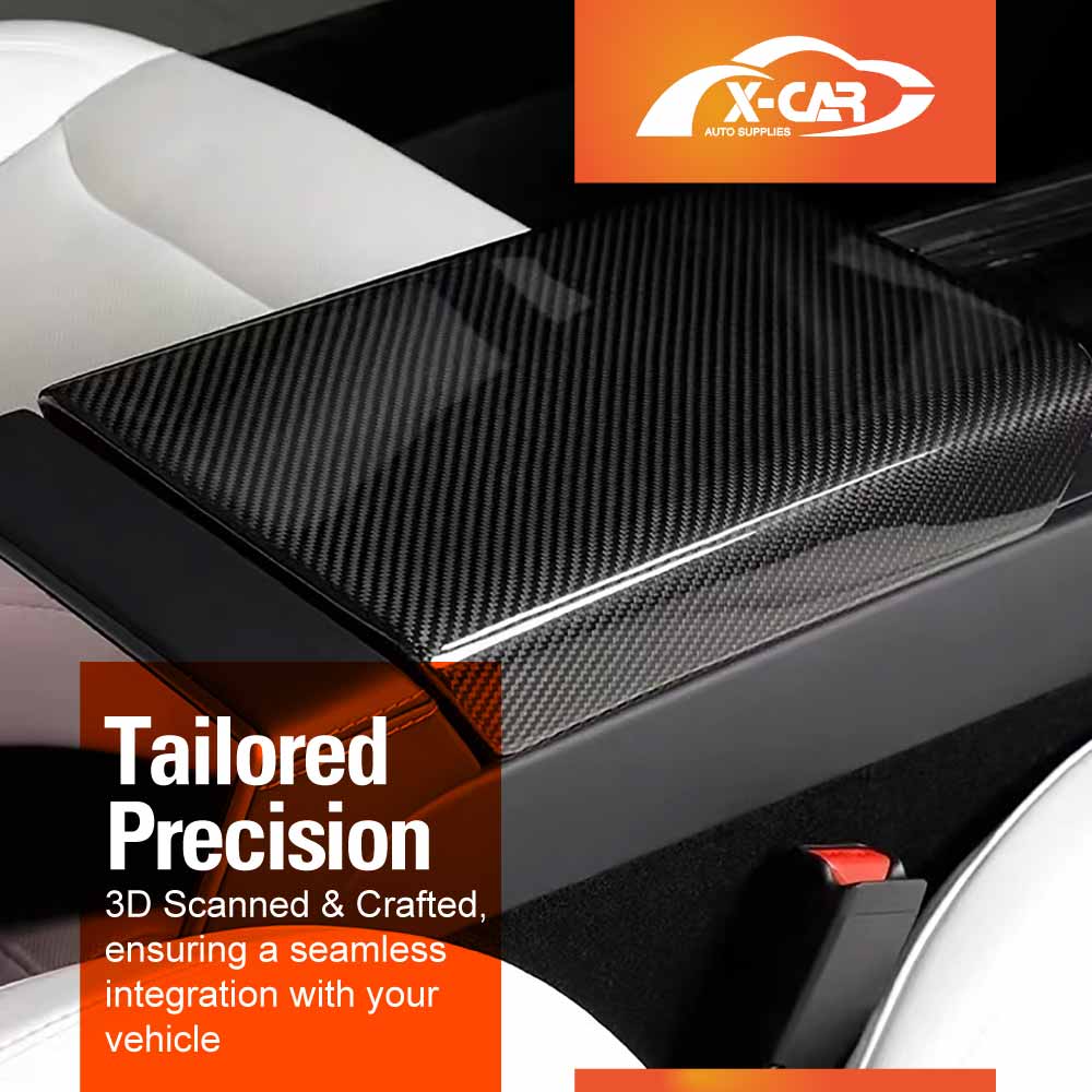 Center Console Armrest Pad Cover for Tesla Model Y L 6-Seat 2026-Onwards Carbon Fiber Style Interior Decoration Protector Accessories