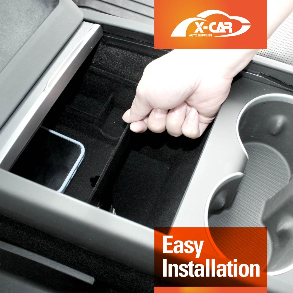 Centre Console Front Organizer Tray for Tesla Model Y L 6-Seat 2026-Onwards with Flocking liner Storage Car Interior Accessories