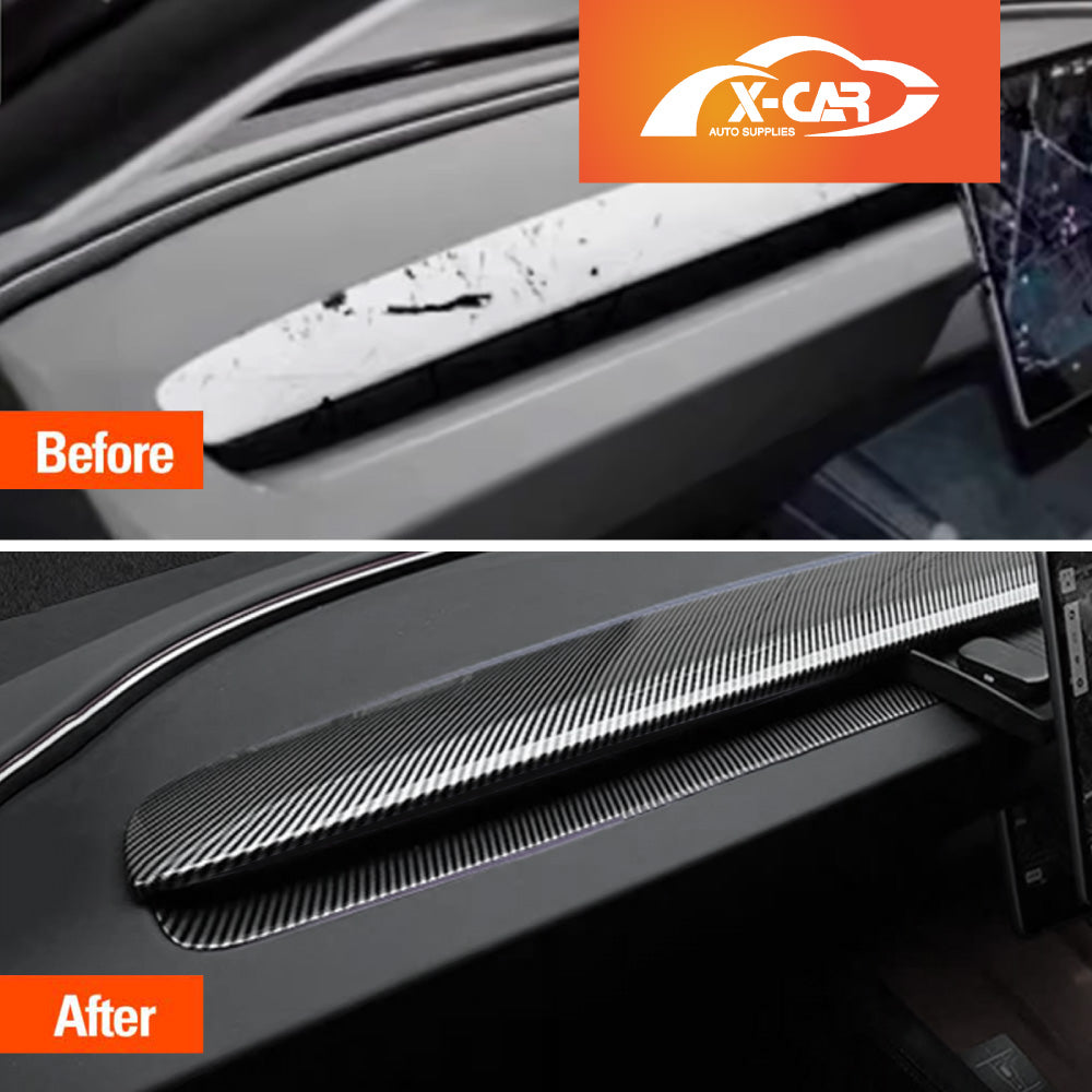 Dashboard Cover Trim Set for Tesla Model Y L 6-Seat 2026-Onwards Carbon Fiber Style Dash Wrap Cap Panel Interior Accessories