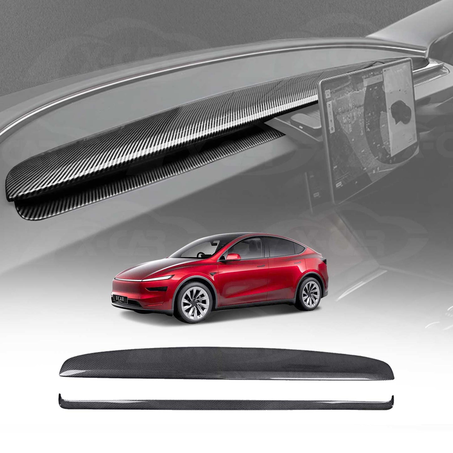 Dashboard Cover Trim Set for Tesla Model Y L 6-Seat 2026-Onwards Carbon Fiber Style Dash Wrap Cap Panel Interior Accessories