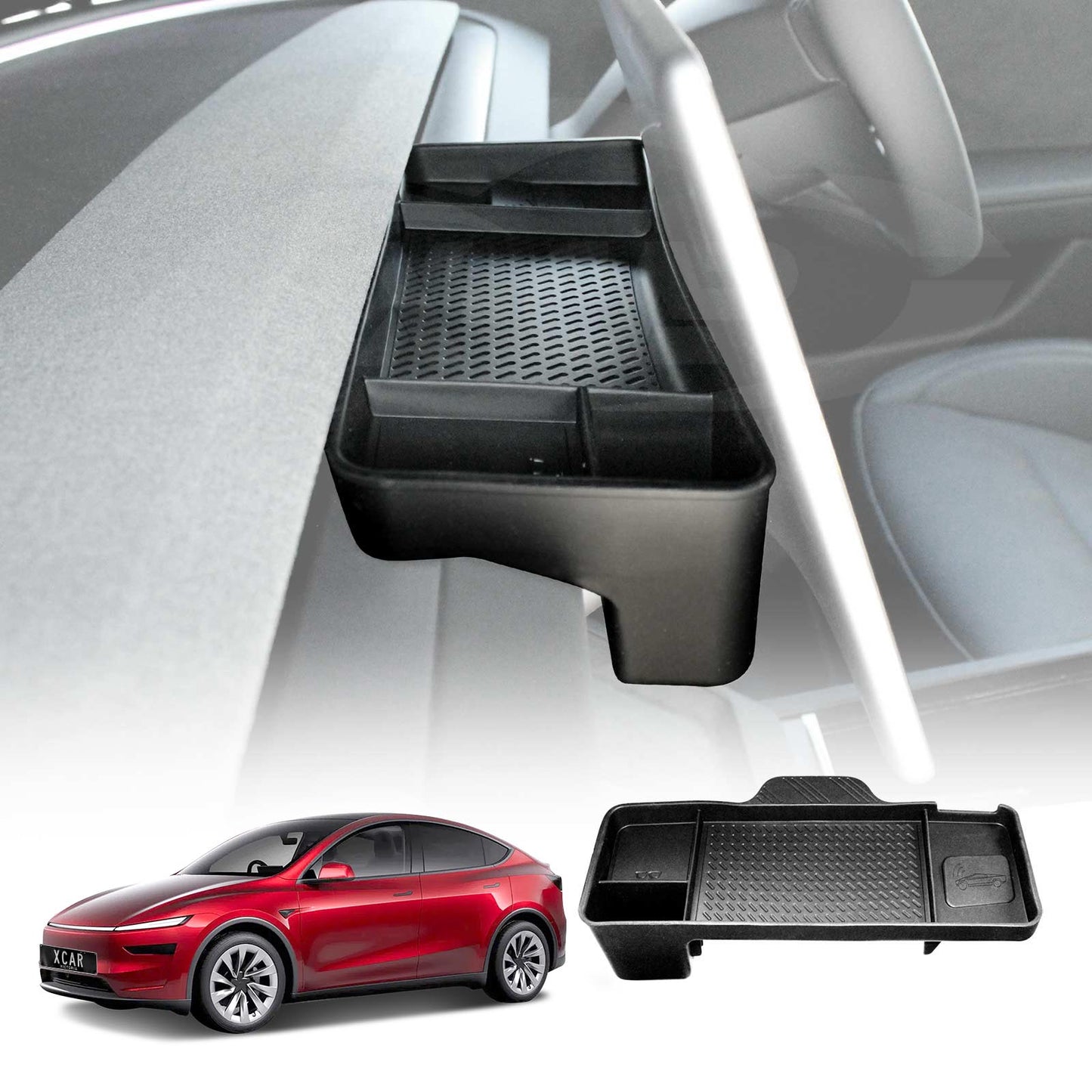 Center Screen Console Dash Tray for Tesla Model Y L 6-Seat 2026-Onwards Organizer Hidden Storage Car Tissue Sunglasses Holder
