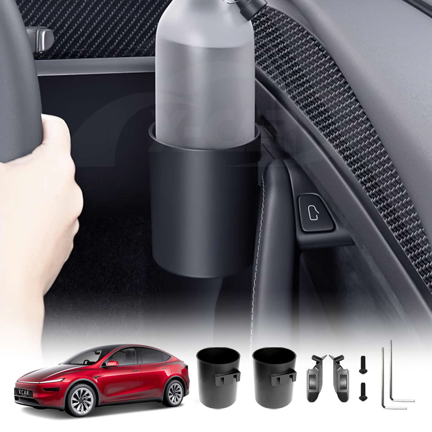 Cup Holder Rack for Tesla Model Y L 6-Seat 2026-Onwards Car Interior Door Mount Set of 2