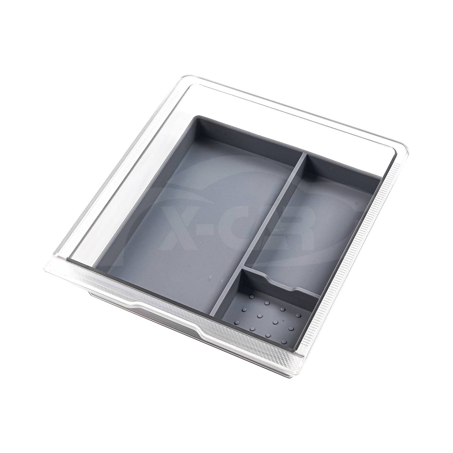 Centre Console Front Organizer Tray for Tesla Model Y L 6-Seat 2026-Onwards Premium Storage Box Drawer Container with Grey Silicone Mat