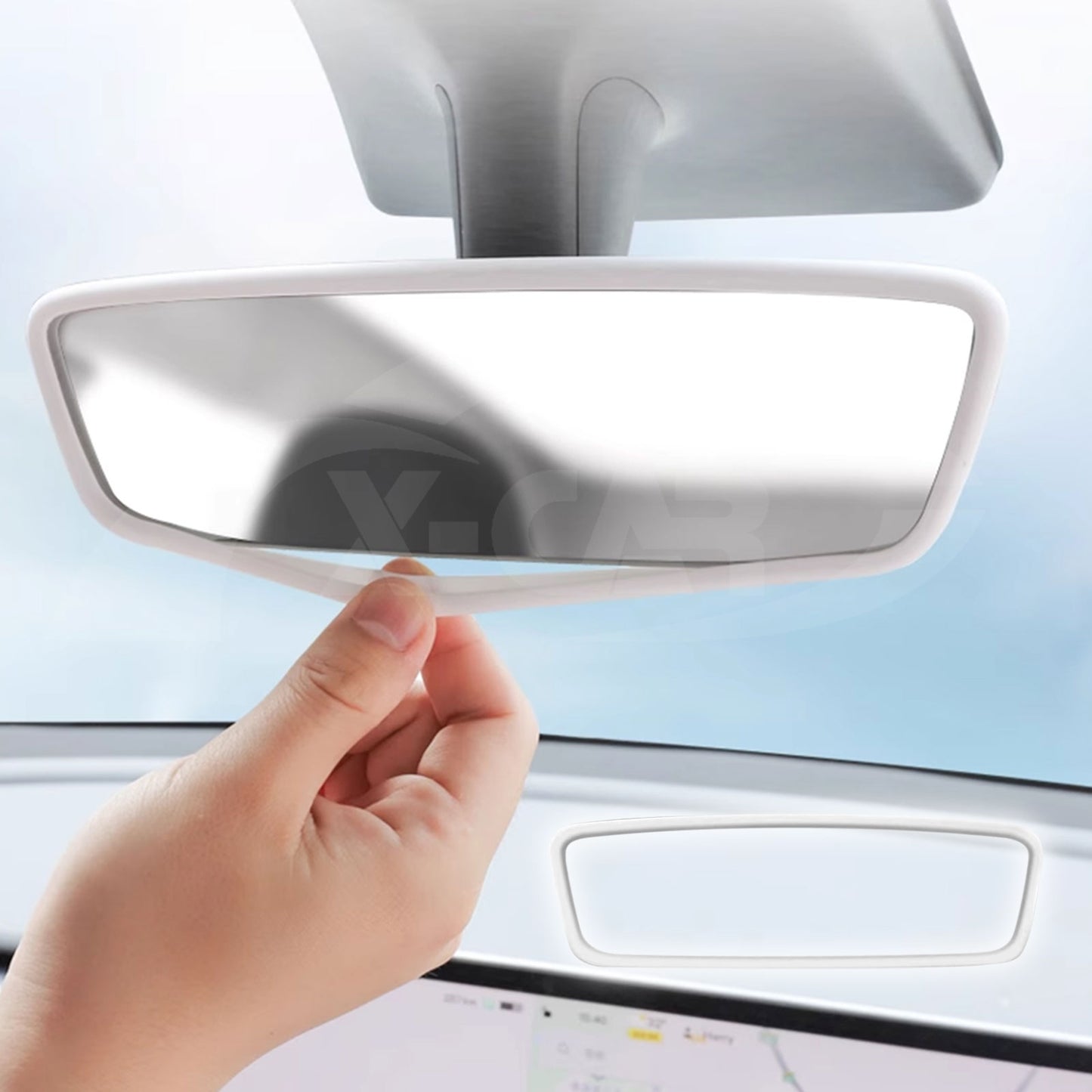 Rearview Mirror Protector Frame for Tesla Model Y L 6-Seat 2026-Onwards Protection Silicone Cover Case Accessories White