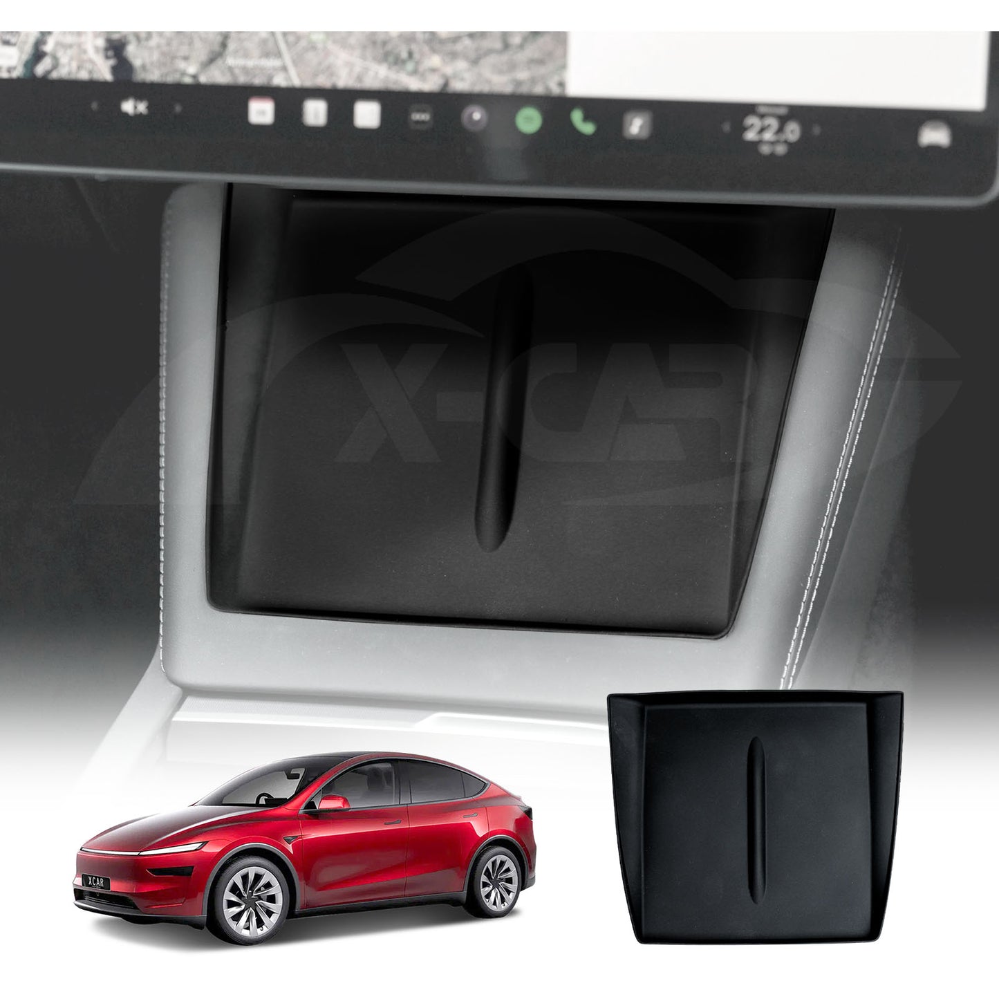 Black Silicone Anti-Slip Mat For Tesla Model Y L 6-Seat 2026-Onwards Center Console Wireless Charger Protective Pad