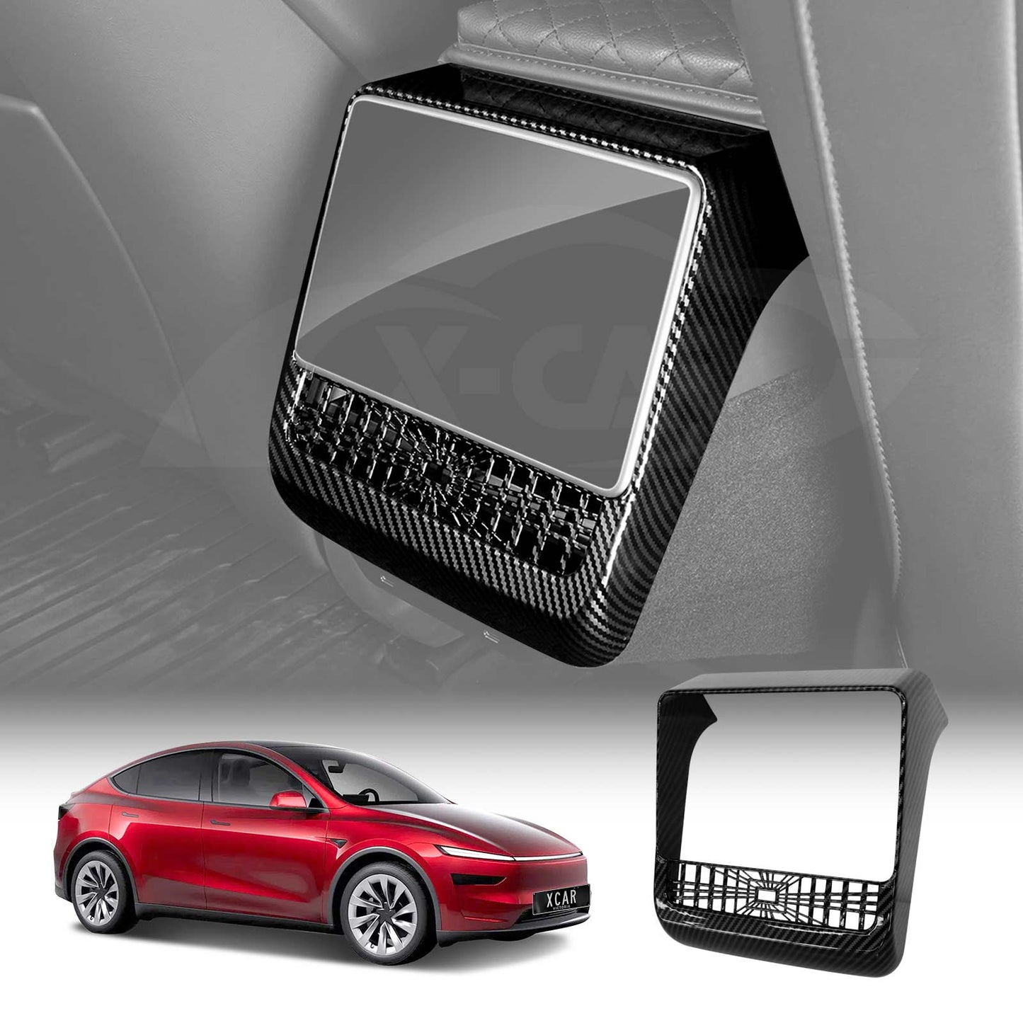 Armrest Pad Rear AC Vent Cover Trim For Tesla Model Y L 6-Seat 2026-Onwards Covers Carbon Fiber Style Interior Protection Accessories