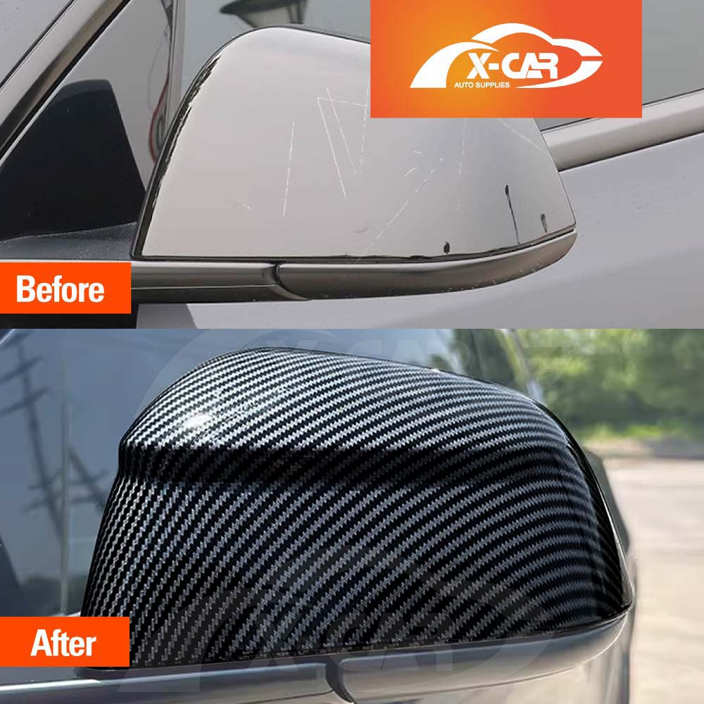 Rear View Mirror Trim Cover for Tesla Model Y L 6-Seat 2026-Onwards Exterior Accessories Side Mirror Cap Carbon Fiber Style