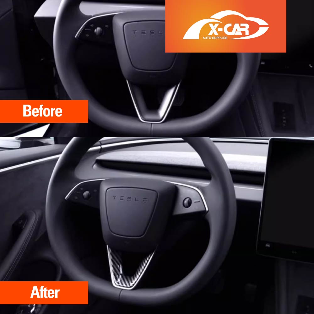 Carbon Fiber Style Panel Trim Set for Tesla Model Y L 6-Seat 2026-Onwards Rear AC Vent Steering Wheel Accessories