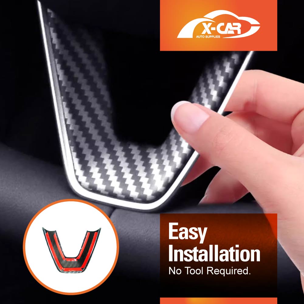 Carbon Fiber Style Panel Trim Set for Tesla Model Y L 6-Seat 2026-Onwards Rear AC Vent Steering Wheel Accessories