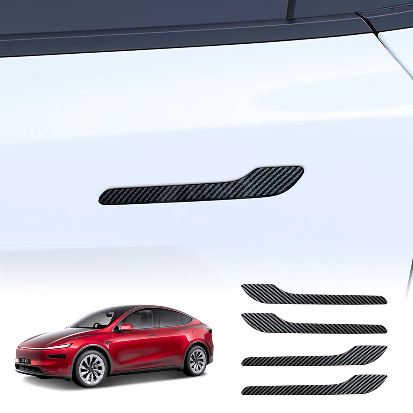 Modified Trims for Tesla Model Y L 6-Seat 2026-Onwards Decoration Door Handle Protection Kit Matt Carbon Fibre Style Cover Wrap