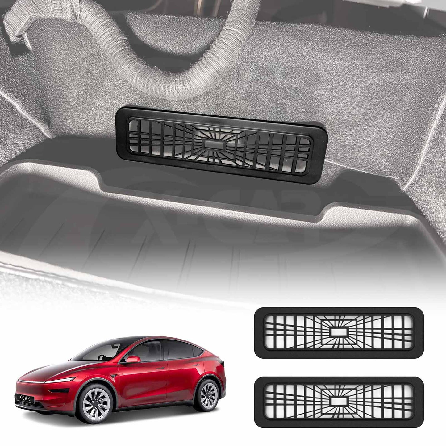 Rear Under Seat Air Conditioning Vent Covers for Tesla Model Y L 6-Seat 2026-Onwards Flow Grille Protectors Set of 2