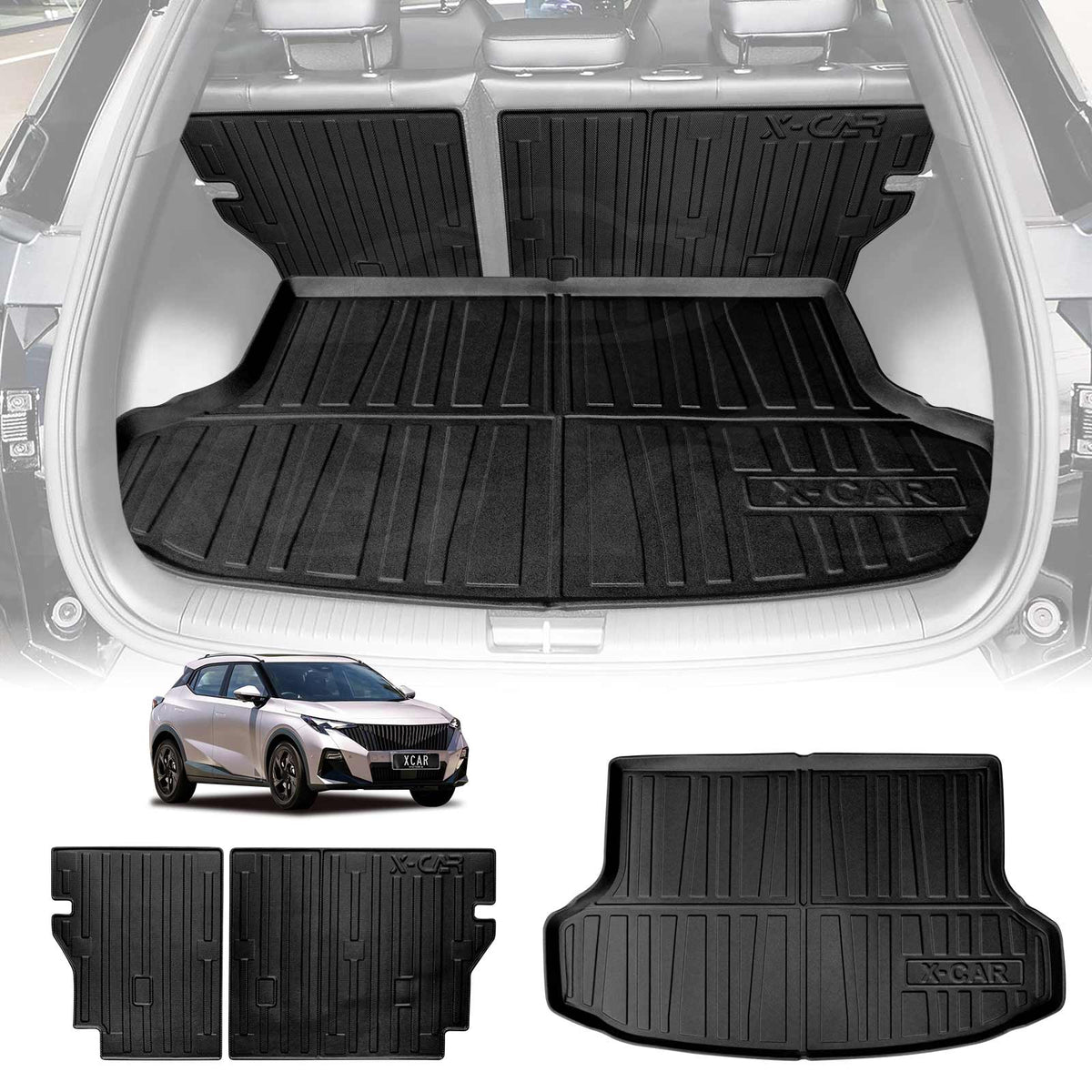 Boot Liner Set for GAC EMZOOM 2025-Onwards Upper Level Floor All Weather Heavy Duty Car Trunk Cargo Kick Mats Back Seat Protector