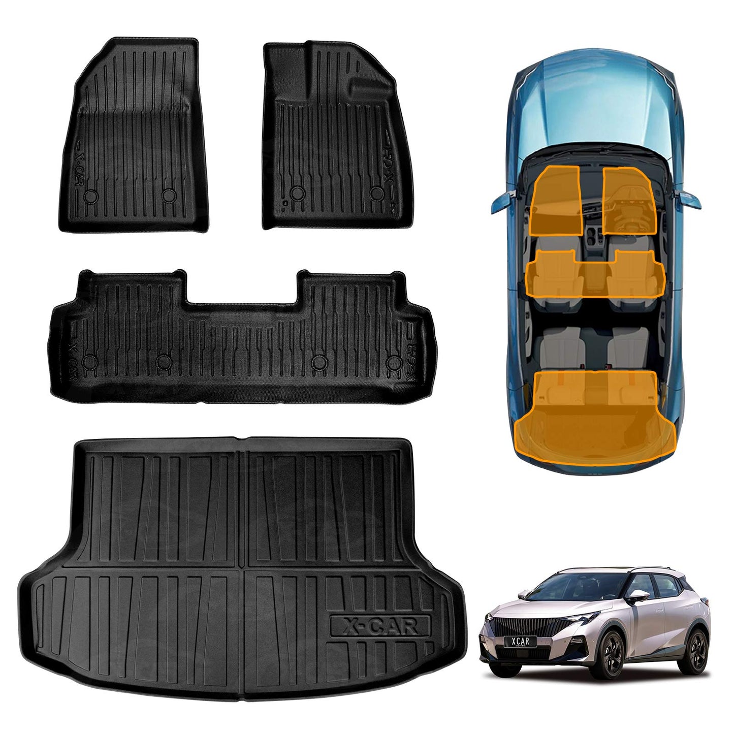 3D Floor Mats Boot Liner Set for GAC EMZOOM 2025-Onwards Upper Boot Level All Weather Heavy Duty Cargo Car Trunk Luggage Tray
