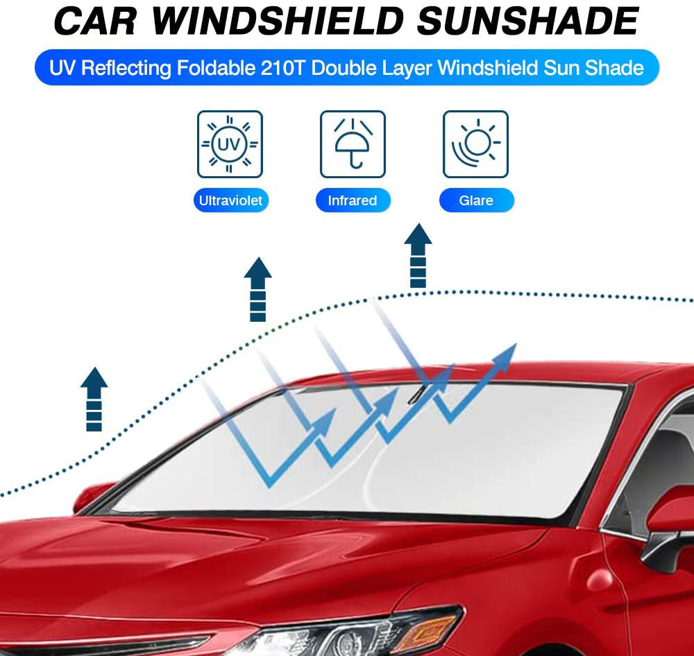 Windshield Sun Shade for Toyota Camry 2018-2024 Blocks UV Rays Sun Visor Protector Foldable Sunshade