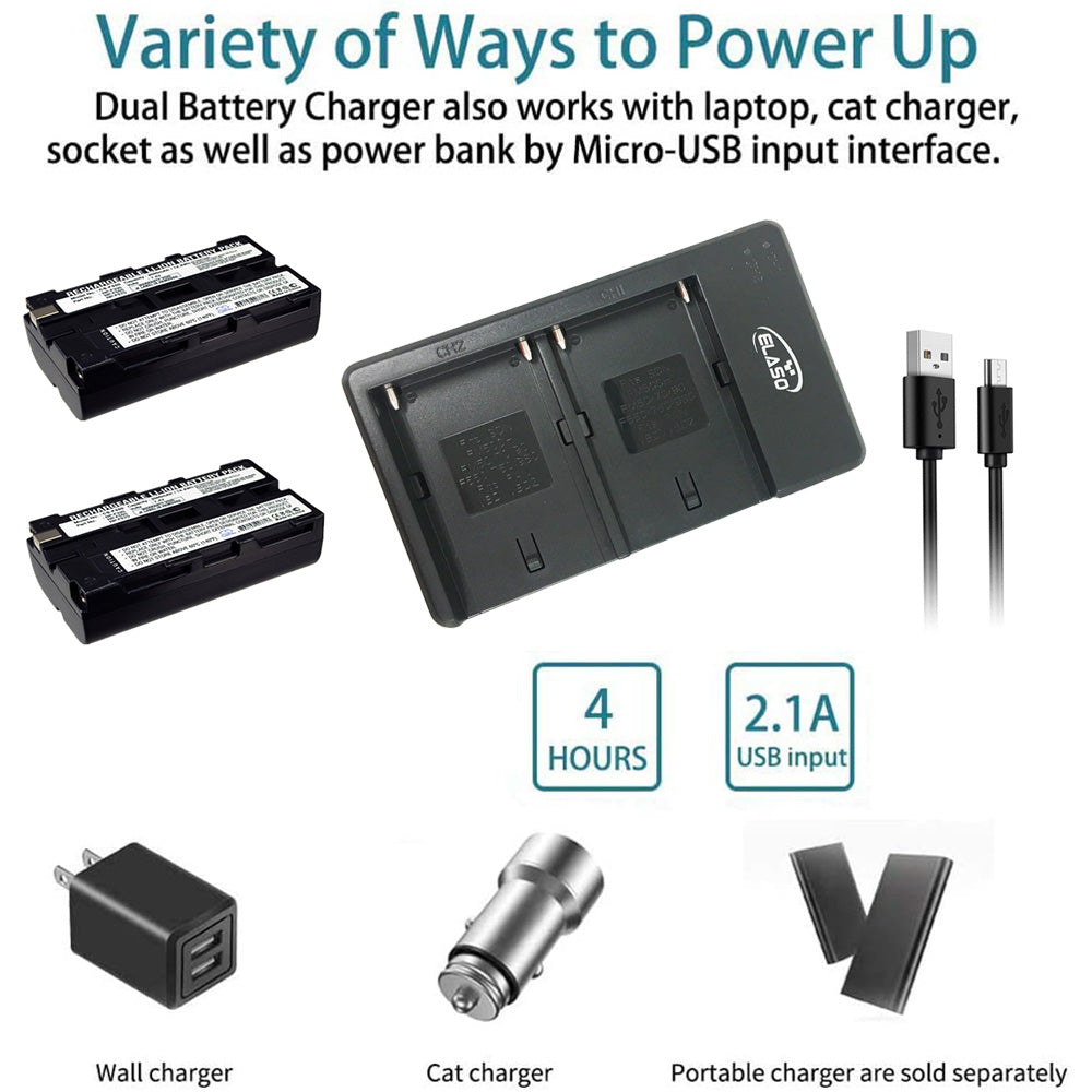 USB Dual Charger for Sony NP-F330, F550, F570, F750, F770, F960, F530, F330, F570, CCD-SC55, TR516, TR716, TR818 Battery