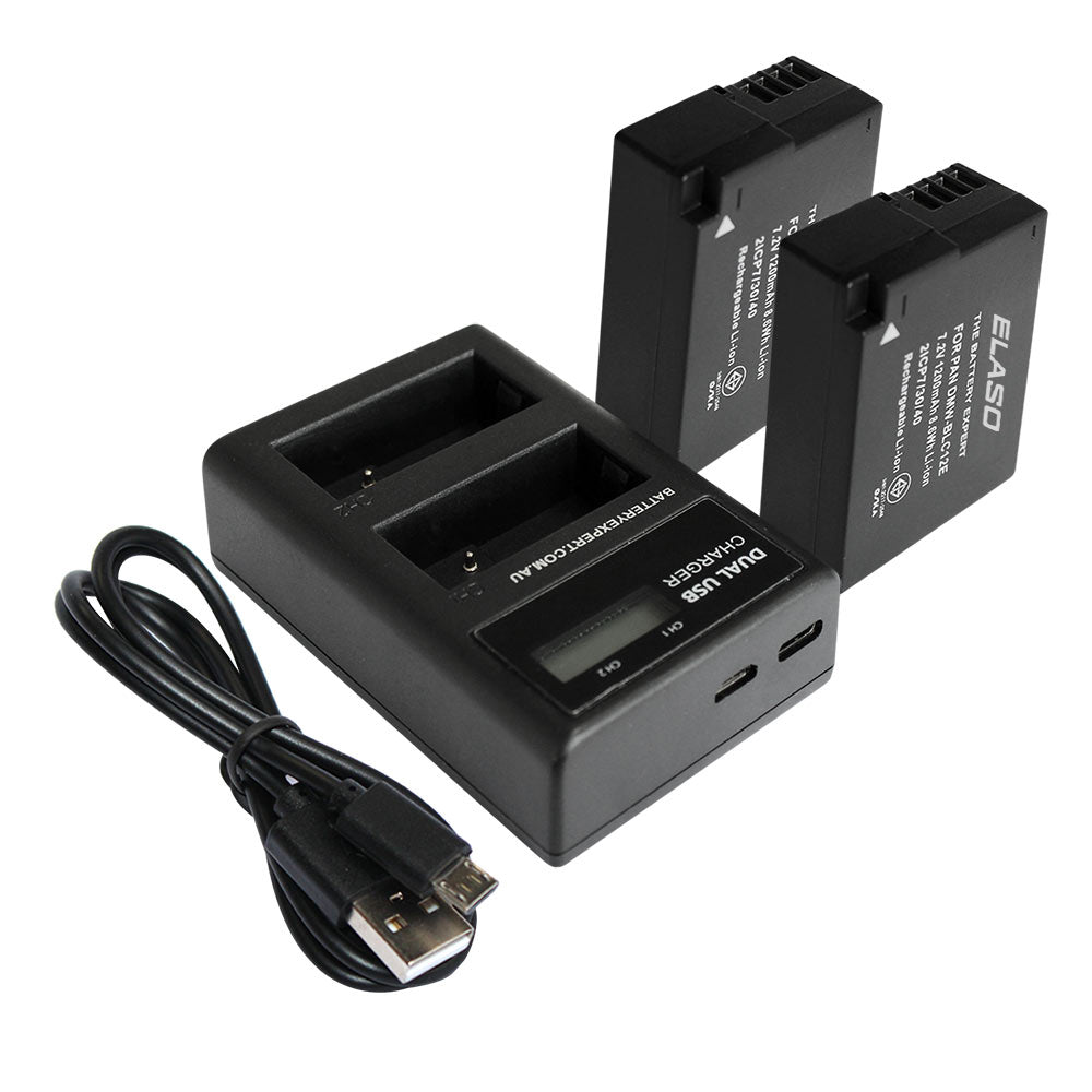 2 Replacement Battery and External USB Dual Charger for Panasonic DMW-BLC12 DMW-BLC12E DMW-BLC12PP DMC-G85K Lumix DC-FZ1000 II DC-G90 Camera