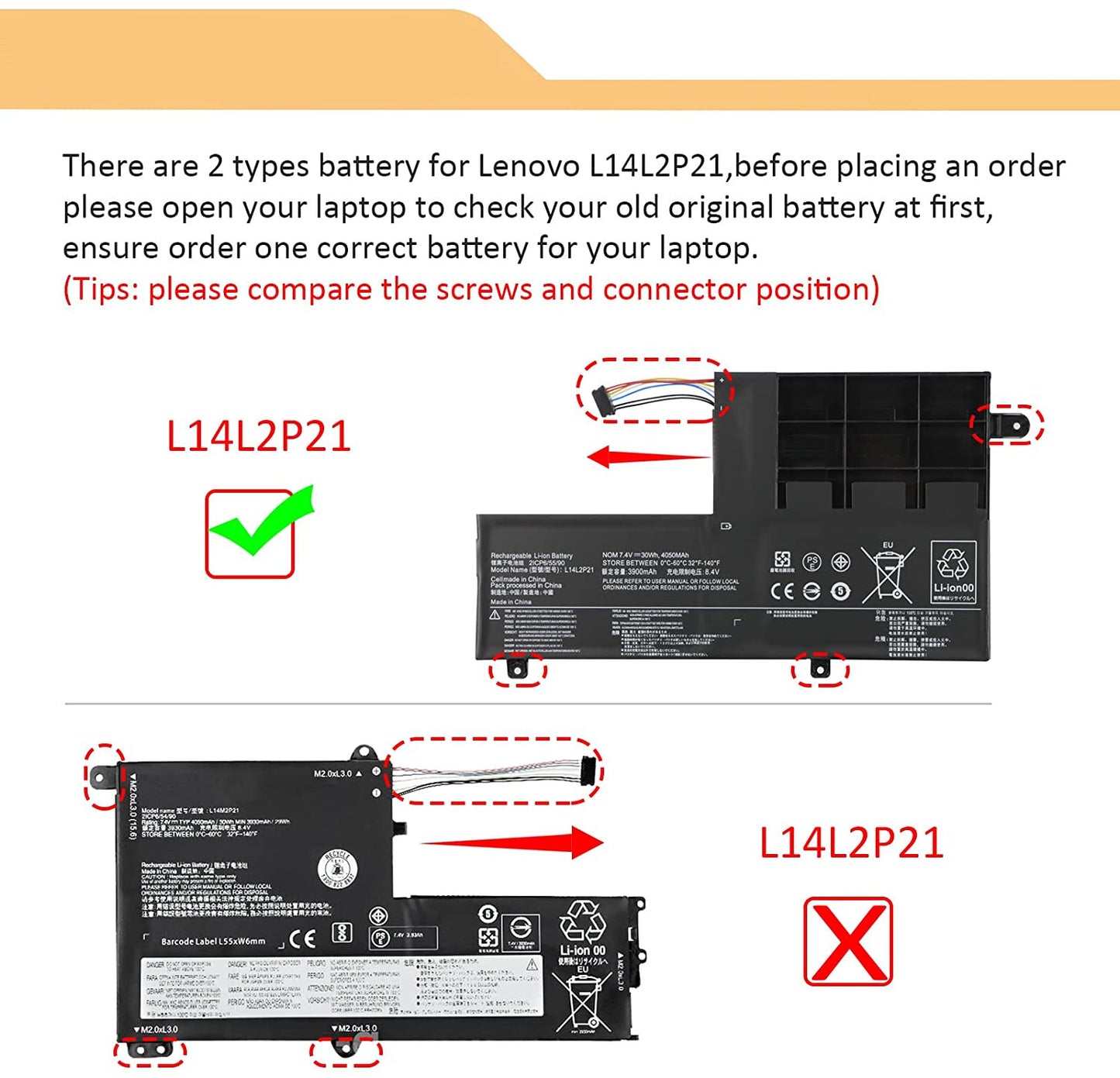 Replacement Battery for Lenovo Yoga 510-14IKB 510-14ISK Flex 3 4 1435 1570 L15L3PB0 L14L2P21 L14M3P21