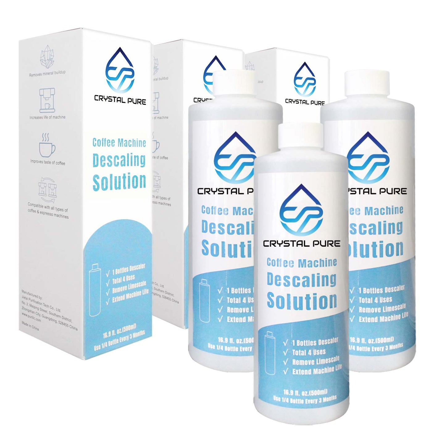 3 Pack 500ml Liquid Descaler Cleaner Descale Descaling Solution for Breville Gaggia Saeco Delonghi Jura Sunbeam Espresso Coffee Machine