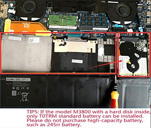 91Wh Dell XPS 15 9530 9535 Precision 3800 M3800 Laptop Replacement Battery, Only fit battery part # 245RR