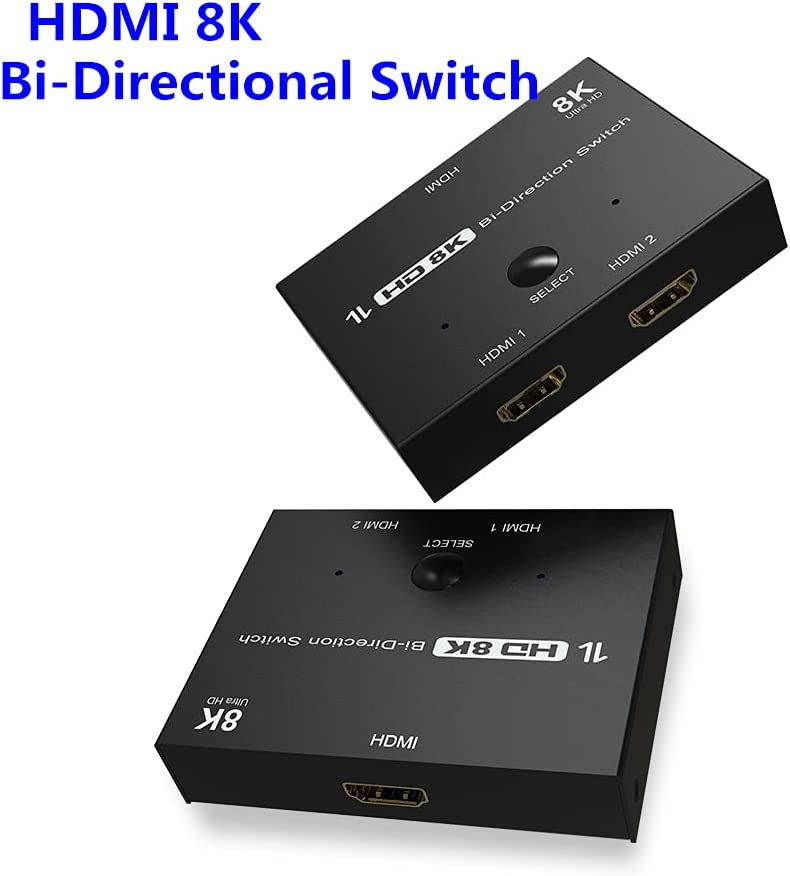HDMI 2.1 Ultra 8K HD Bi-Directional Switch '1in 2out'/'2in 1out' High Speed 48Gbps Splitter Converter for Xbox Switch PS5/4/3 Blu-Ray DVD