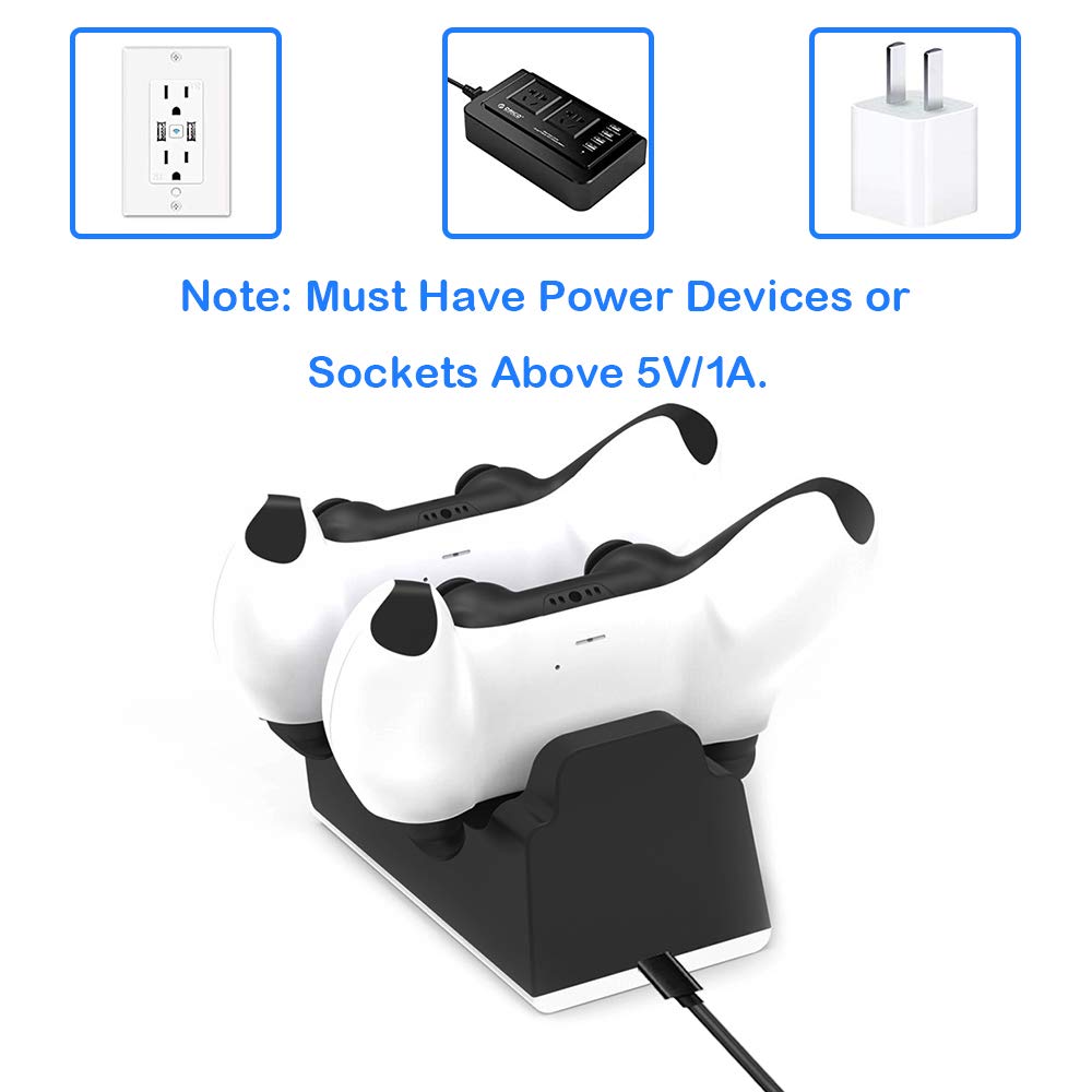 Dual Controllers Charger Charging Dock Station Stand with LED For Sony PS5 Playstation 5 DualSense Controller