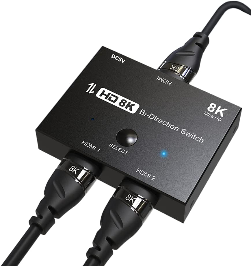 HDMI 2.1 Ultra 8K HD Bi-Directional Switch '1in 2out'/'2in 1out' High Speed 48Gbps Splitter Converter for Xbox Switch PS5/4/3 Blu-Ray DVD