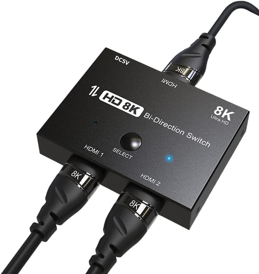 HDMI 2.1 Ultra 8K HD Bi-Directional Switch '1in 2out'/'2in 1out' High Speed 48Gbps Splitter Converter for Xbox Switch PS5/4/3 Blu-Ray DVD