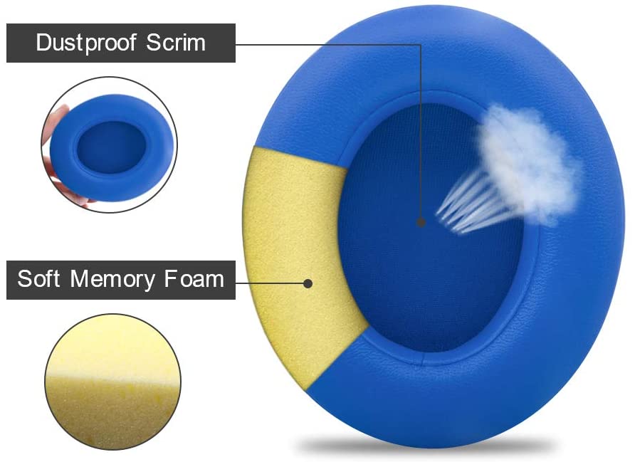 Replacement Ear Pads Cushions in Blue for Beats Studio 2.0 3.0 Over-the-Ear Headphones