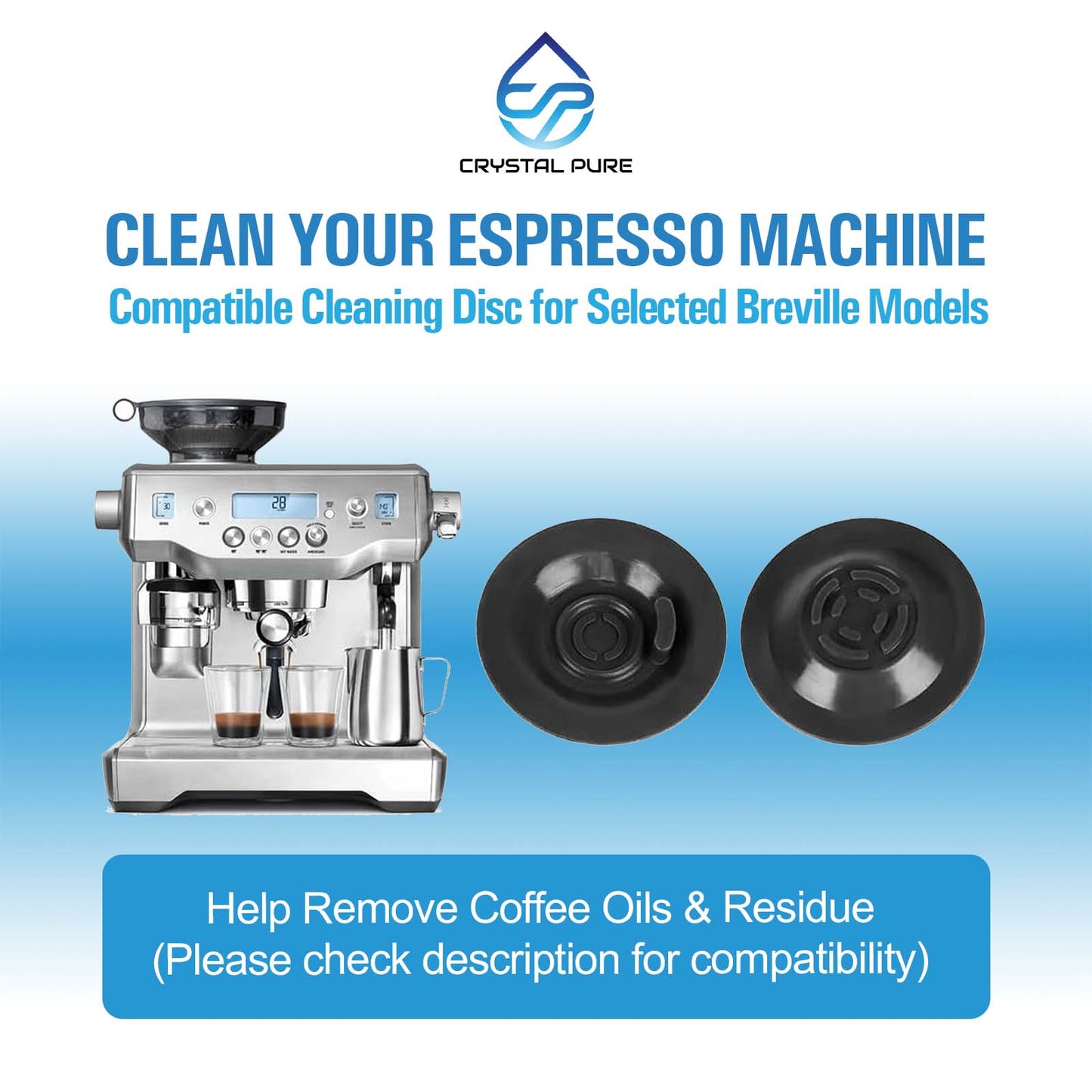 2 Packs 54mm Cleaning Disc for Breville Coffee Machine BES500 BES810 BES840 BES860 BES870 BES880