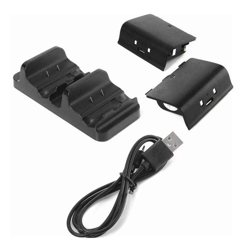 2 USB Rechargeable Battery and Dual Controller Charger Charging Dock Station for Microsoft XBOX ONE