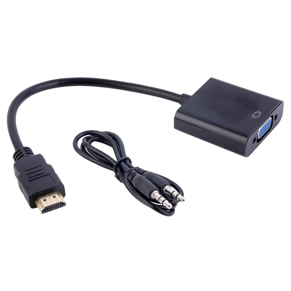 1080P HDMI Male to VGA Female Video Adapter Cable Converter With 3.5mm Audio Out