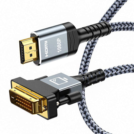 HDMI to DVI Cable Bi-Directional Nylon Braid 1080P DVI to HDMI High Speed Adapter Cable Gold Plated for PS4 PS3 TV PC