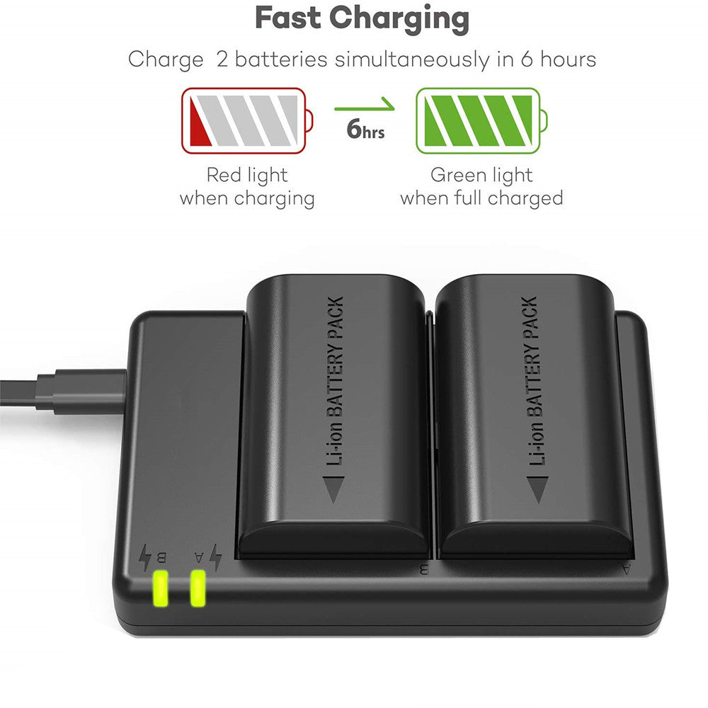 2 Rechargeable LP-E17 Battery and USB Dual Charger for Canon EOS 200D Mark I II 77D 750D 760D 800D 8000D M3 M5 M6 Mark I II Rebel T6i T6s T7i Kiss X8i