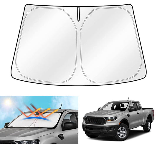 Windshield Sun Shade for Ford Ranger 2011-2022 Blocks UV Rays Sun Visor Protector Foldable Sunshade