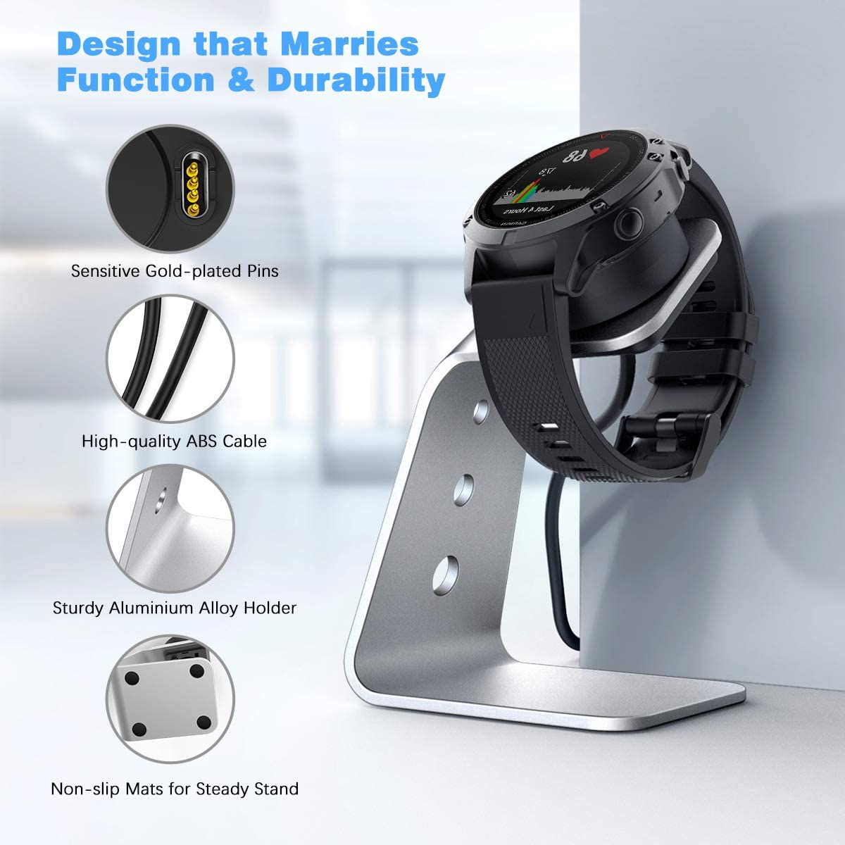 Charger Dock Stand For Garmin Vivoactive 3 4 4S/Fenix 5 5S 5X 6 6S 6X/Quatix 5/Forerunner 935/Approach S60 X10 X40/Vivosport/Vivomove 3 3S LUXE Style