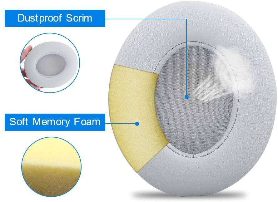 Replacement Ear Pads Cushions in White for Beats Studio 2.0 3.0 Over-the-Ear Headphones