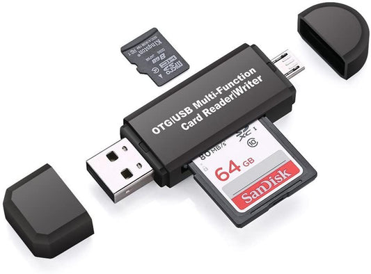 USB Card Reader Micro USB OTG Adapter SD/Micro SD Card Reader with Standard USB & Micro USB for Smartphones/Tablets