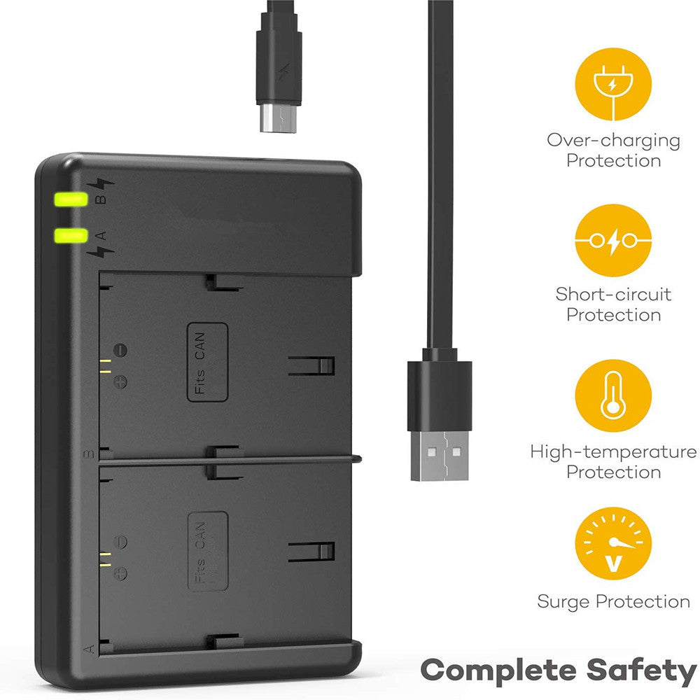 2 Rechargeable LP-E17 Battery and USB Dual Charger for Canon EOS 200D Mark I II 77D 750D 760D 800D 8000D M3 M5 M6 Mark I II Rebel T6i T6s T7i Kiss X8i