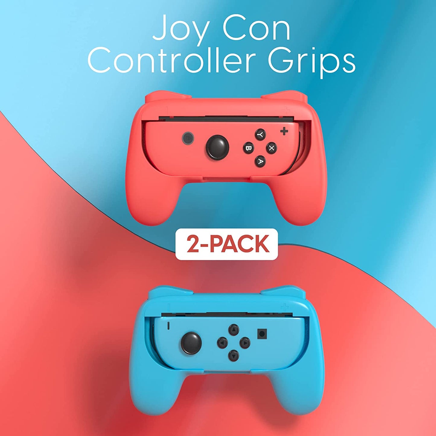 2 Pack Controller Grips Handle Compatible with Nintendo Switch Joy-Con - Blue and Red