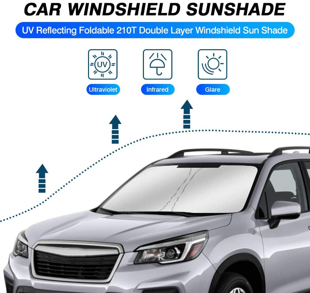 Windshield Sun Shade for Subaru Forester 2019-2024 Blocks UV Rays Sun Visor Protector Foldable Sunshade