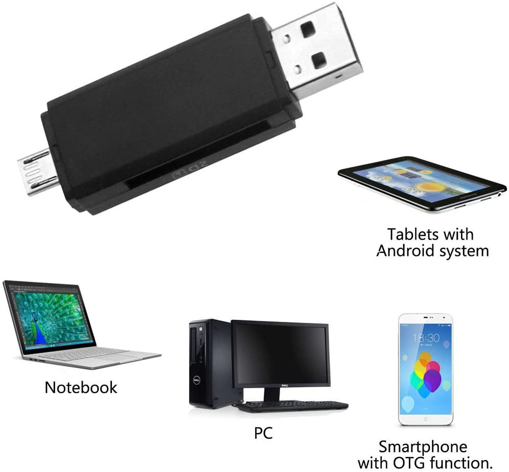 USB Card Reader Micro USB OTG Adapter SD/Micro SD Card Reader with Standard USB & Micro USB for Smartphones/Tablets