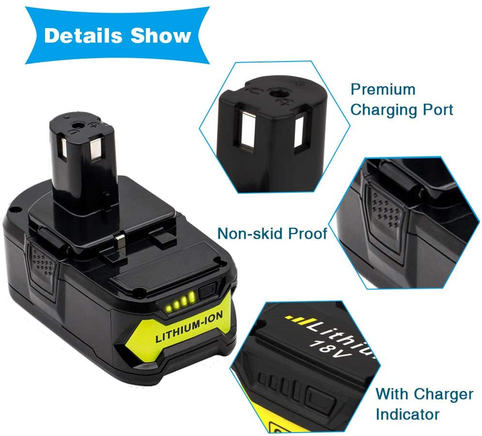 18V Replacement Battery Compatible with Ryobi ONE+ Plus Power tool P102 P103 P104 P105 P107 P108 P122