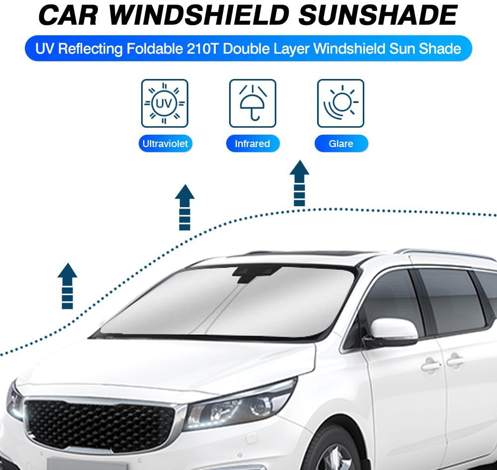 Windshield Sun Shade for Kia Carnival 2015-2020 Blocks UV Rays Foldable Custom Sun Visor Protector