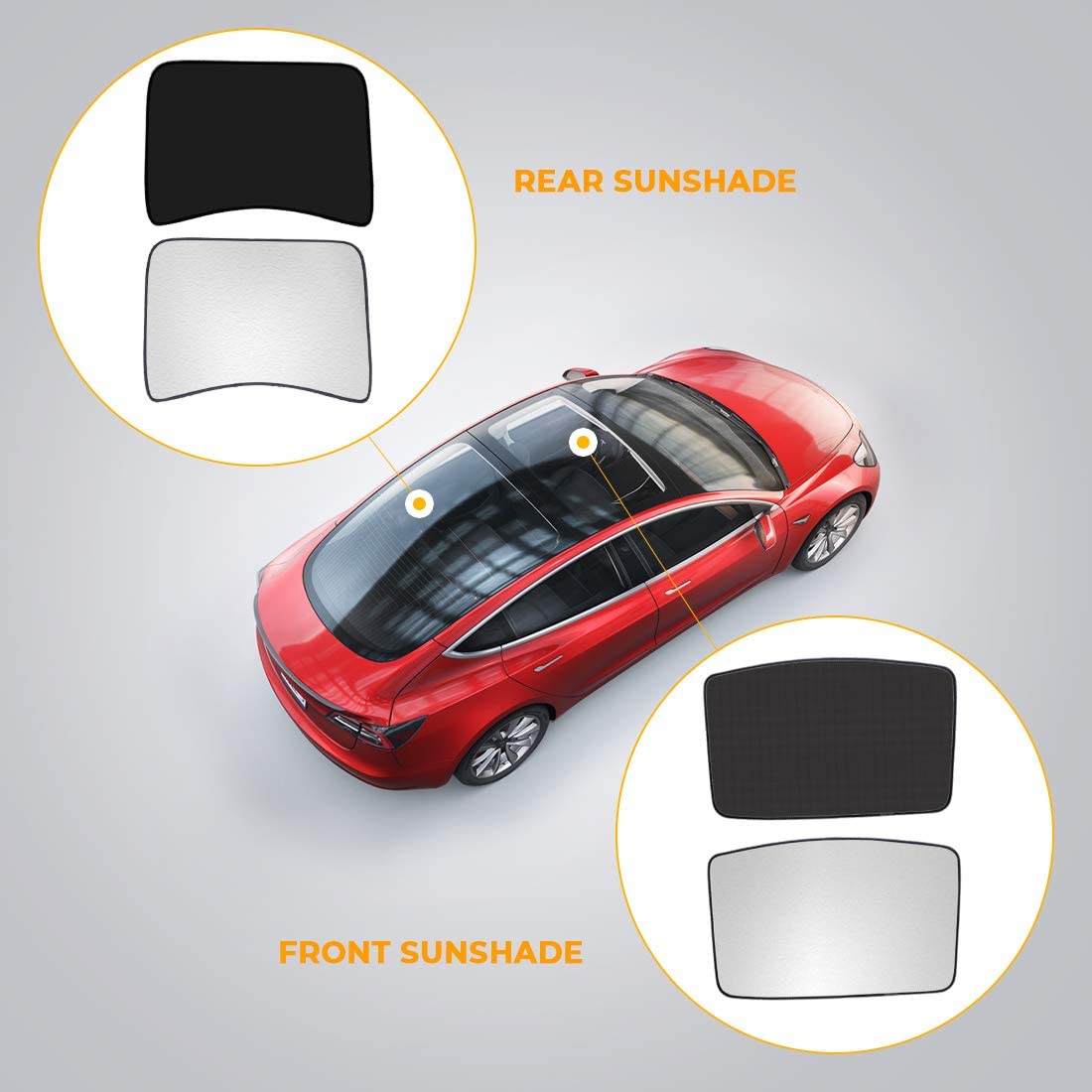 Tesla Model 3 Glass Roof Sunroof Mesh Top Window Sun Blind Shade Sunshade with UV Heat Insulation Film, Fit 2017-2023 Version (Black)